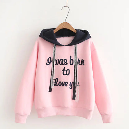 Embroidered Hooded Sweatshirt with Fleece Lining