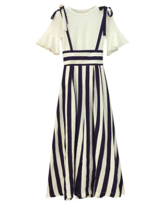 Plus Size Women's Stylish Slimming Top & Striped Set