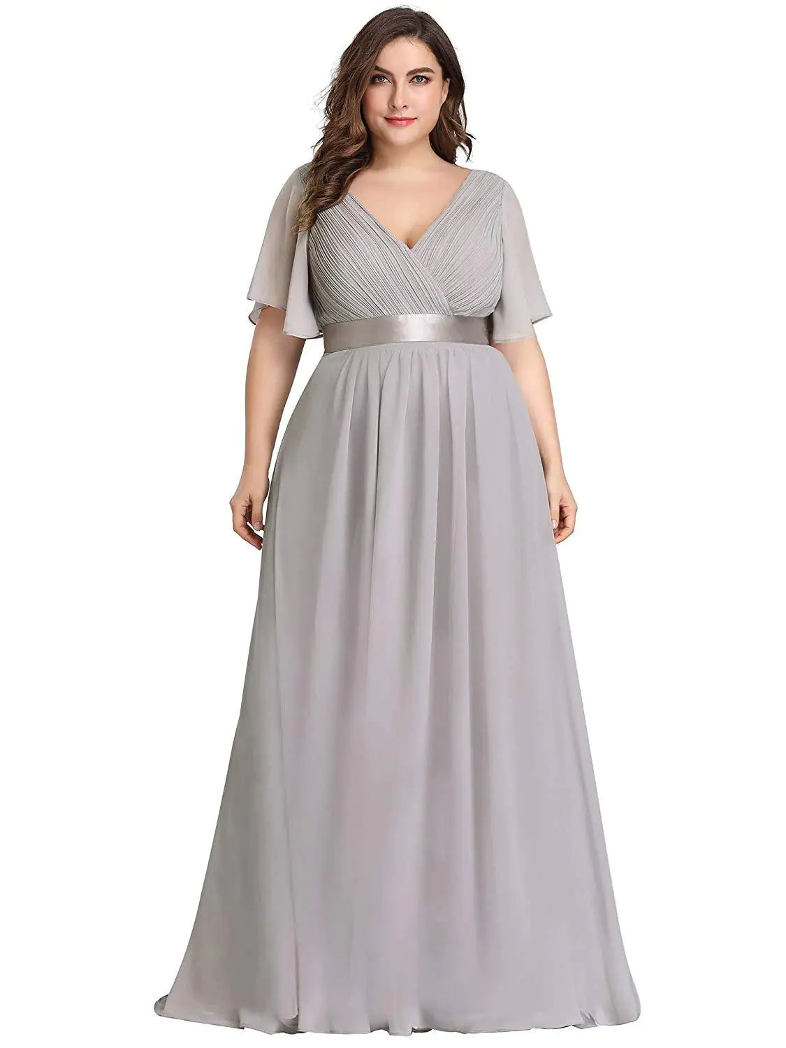 V-Neck High-Waist Fashionable A-Line Dress