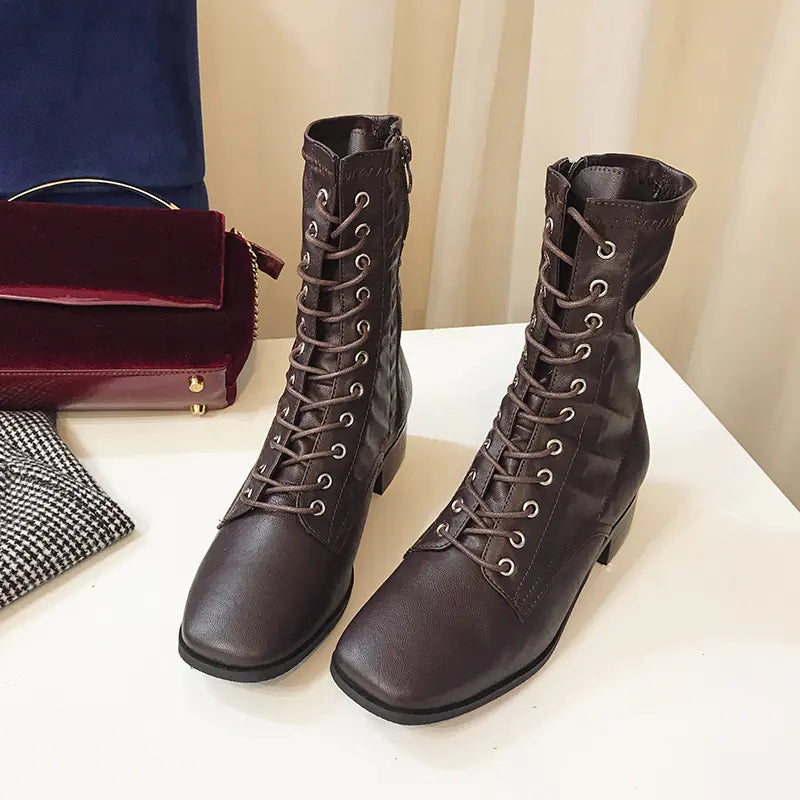 Women's Fall Martin Boots - Korean Style Lace-Up Short Boots