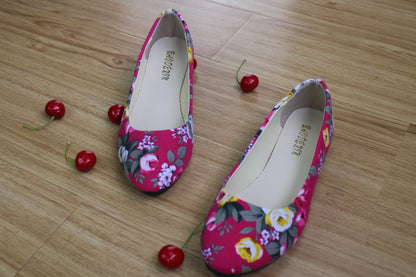 Summer Women's Flat Canvas Shoes with Roses