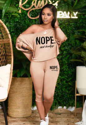 LW Plus Size 2pcs Set with Letter Print and Drawstring