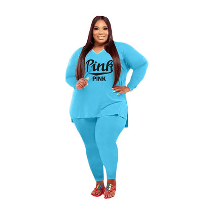 Plus-Size Women's Fashion Color Two-Piece Suit