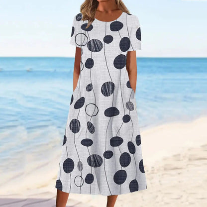 Fashionable Printed Short Sleeve Casual Dress