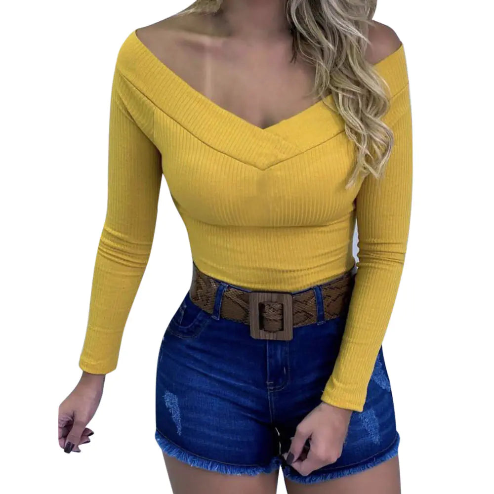 Women's Fashion V-Neck Long Sleeve T-Shirt