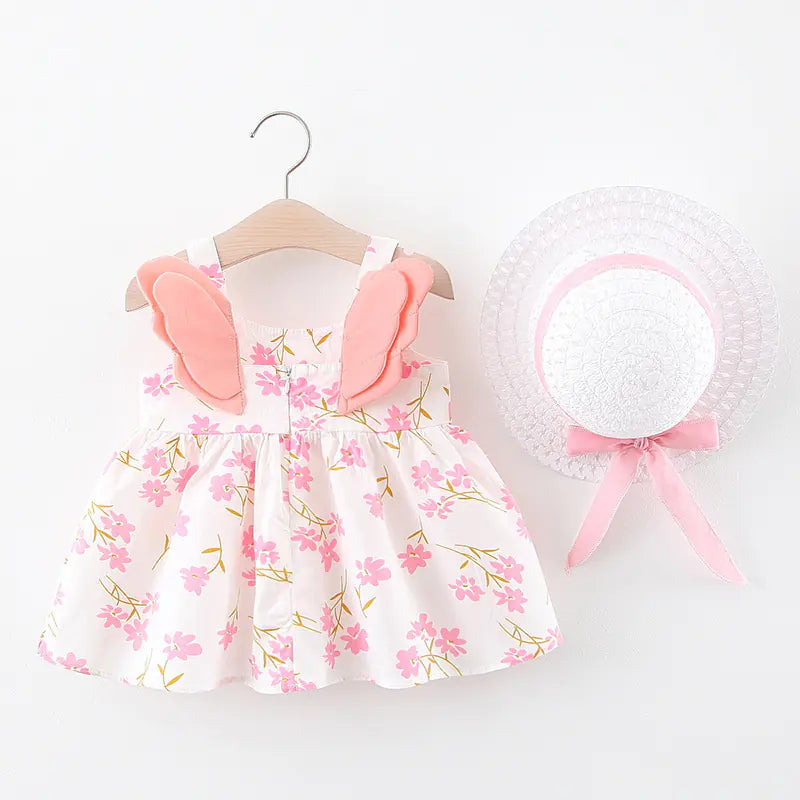 Summer Big Dot Wings Princess Dress with Hat