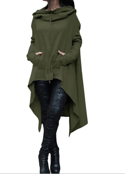 Solid Color Long Hooded Sweatshirt