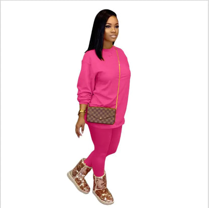 Trendy Women's Candy Color Two-Piece Casual Set