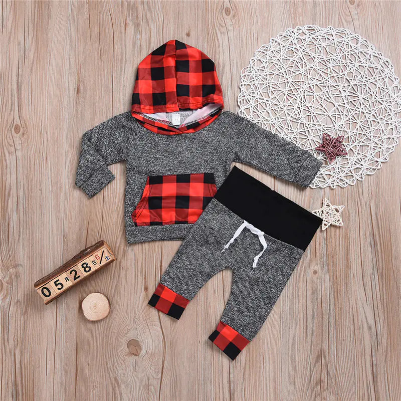 Floral Hooded Two-Piece Set for Baby Girls