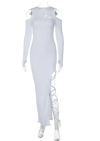 Women's Hollow-out Long Sleeve Split Dress Leggings