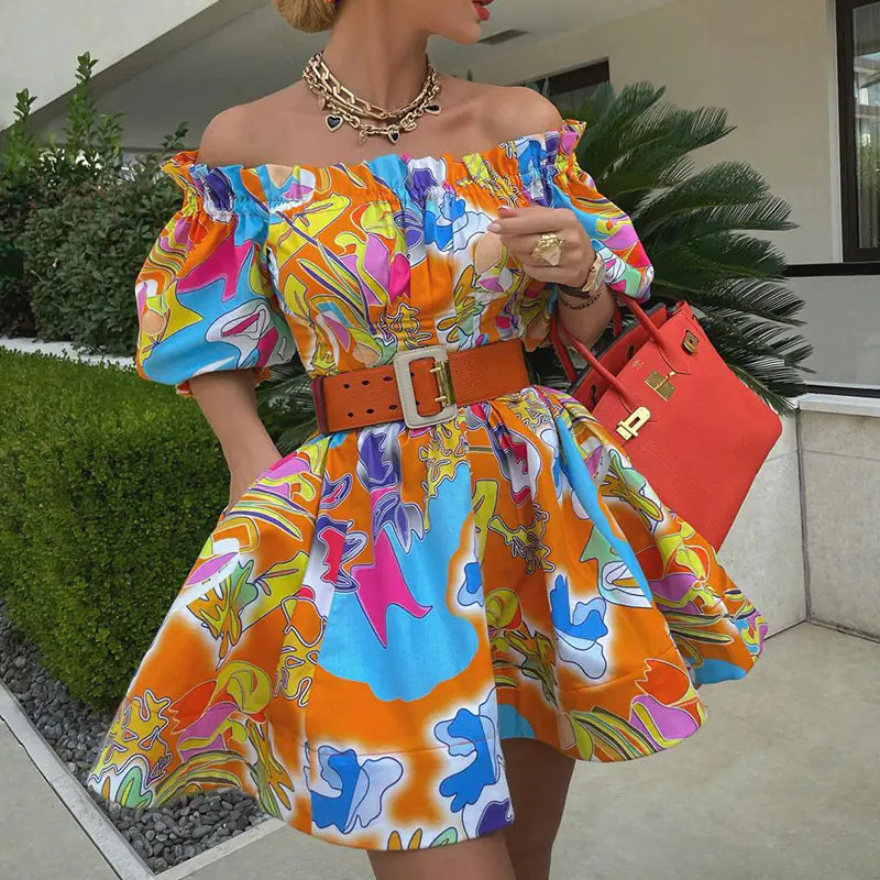 Off-Shoulder Mid-Sleeve Dress for Women