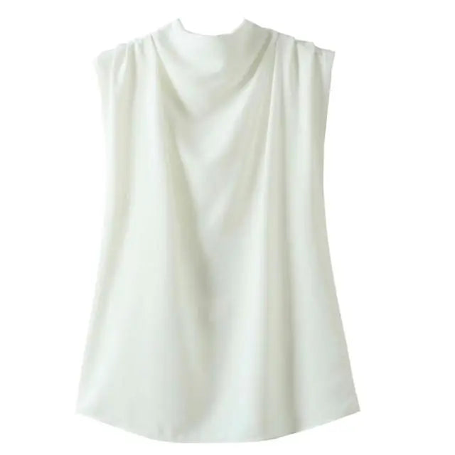Women's Sleeveless Solid Color Round Neck Shirt
