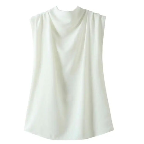 Women's Sleeveless Solid Color Round Neck Shirt