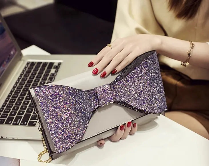 Bolso de mano de lentejuelas brillantes con cadena para mujer