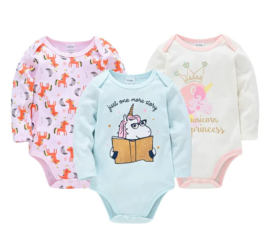 Langarm-Babybody aus Baumwolle, 3er-Set (1 Stück)