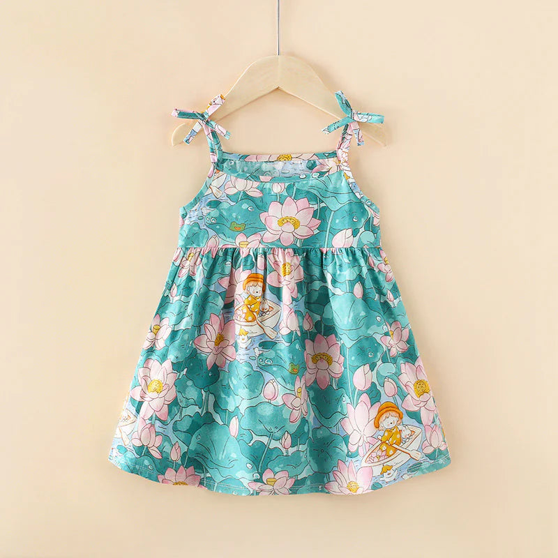 Floral Print Suspender Skirt for Girls