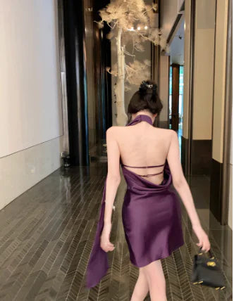 Halter Neck Satin Bodycon Dress