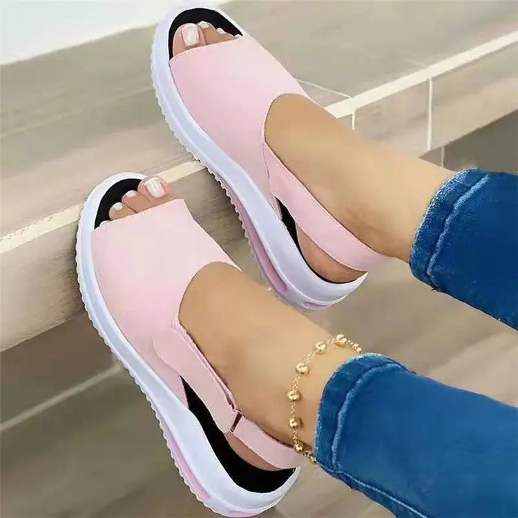 Cool Women's Fish Mouth Sandals with Thick Wedge Heel - Trendy Attic Store01