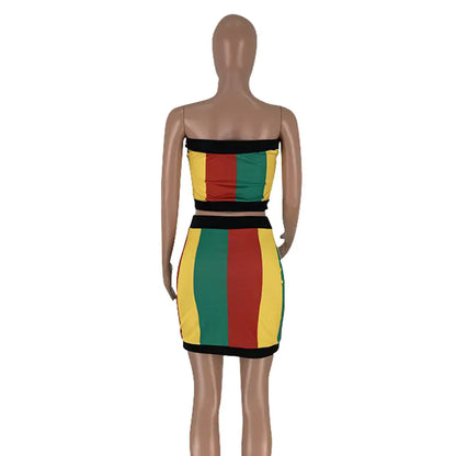 DN8240 Women's Striped Print Two-Piece Set Outfit