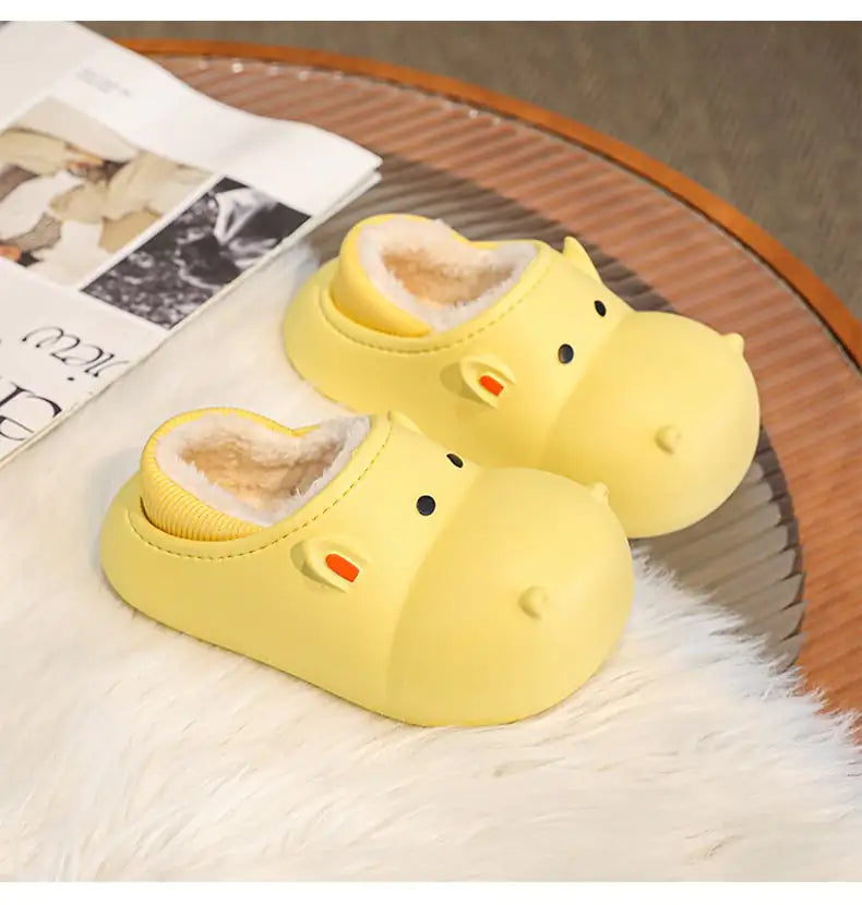 Children's Fleece-lined Cartoon Cotton Slippers