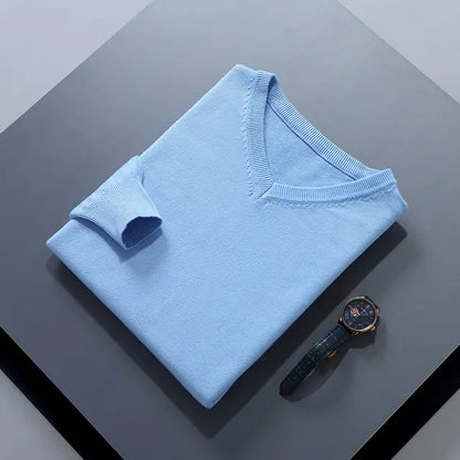 Men's V-Neck Cashmere Sweater - Soft Warm Pullover