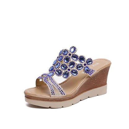 Rhinestone Platform Sandals and Slippers with Heels - Trendy Attic Store01