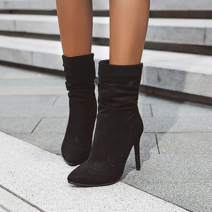 Elastic Ankle Booties with Pointed Toe Heels - Trendy Attic Store01