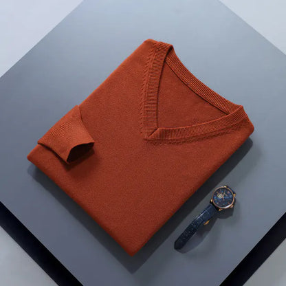 Men's V-Neck Cashmere Sweater - Soft Warm Pullover