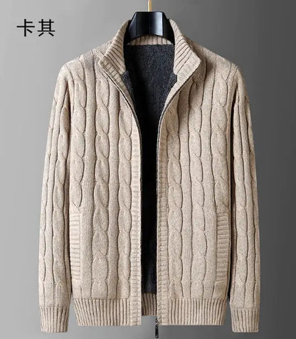 Men's Thick Thermal Fleece-lined Cardigan Sweater