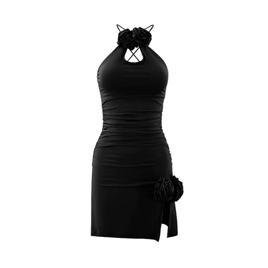 Hollow Sheath Dress with Halter Neck for Women