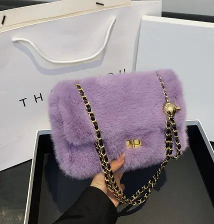 Bolso de hombro cruzado de felpa a la moda