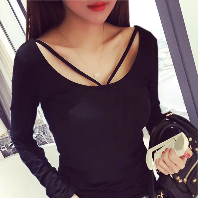 Long Sleeve Halter Neck T-Shirt for Women