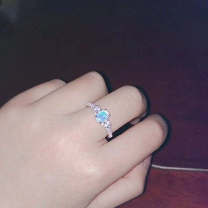 925 Sterling Silver & 18K White Gold Opal Ring