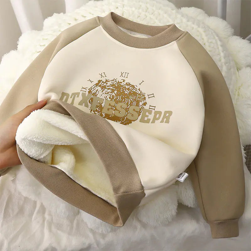 Boys' Thick Thermal Fleece-Lined Autumn Sweater