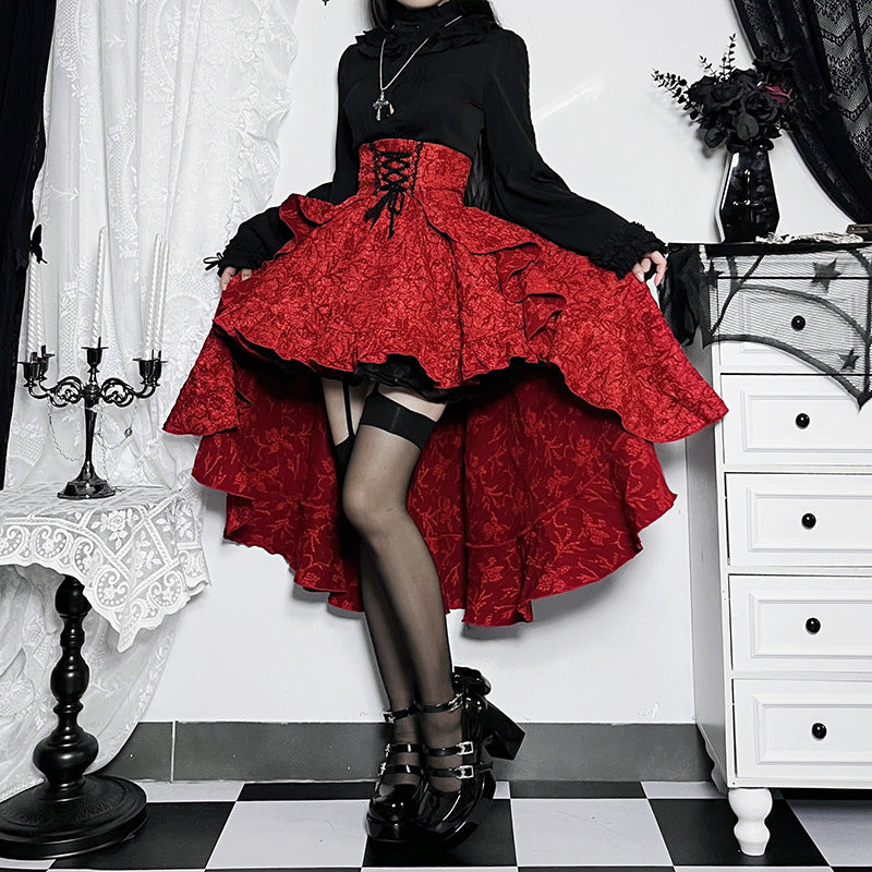 Alt Goth Fairy core Grunge Lolita Skirt Women Dark Gothic