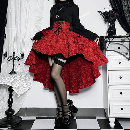Alt Goth Fairy core Grunge Lolita Skirt Women Dark Gothic