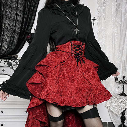 Alt Goth Fairy core Grunge Lolita Skirt Women Dark Gothic