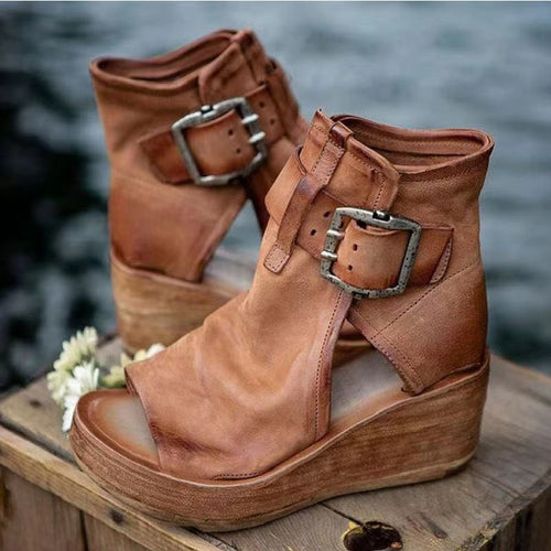 Wedge Heel Platform Sandals for Women with Belt