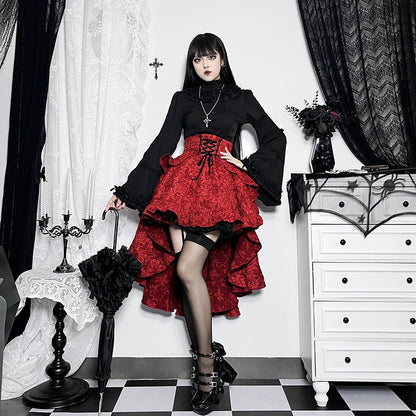 Alt Goth Fairy core Grunge Lolita Skirt Women Dark Gothic