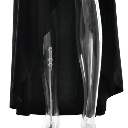 elegant satin long skirt personality suspender ruffle high slit dress club clothing