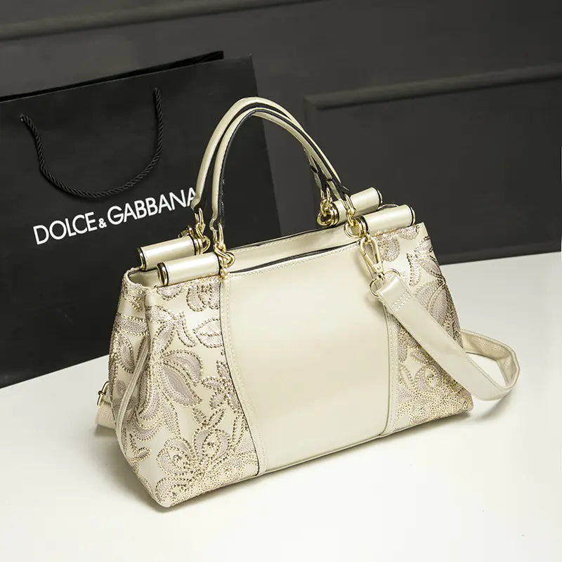 Genuine Leather Handbag for Middle-aged Women