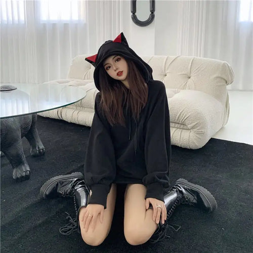 Cat Ear Fleece Hooded Sweatshirt for Women