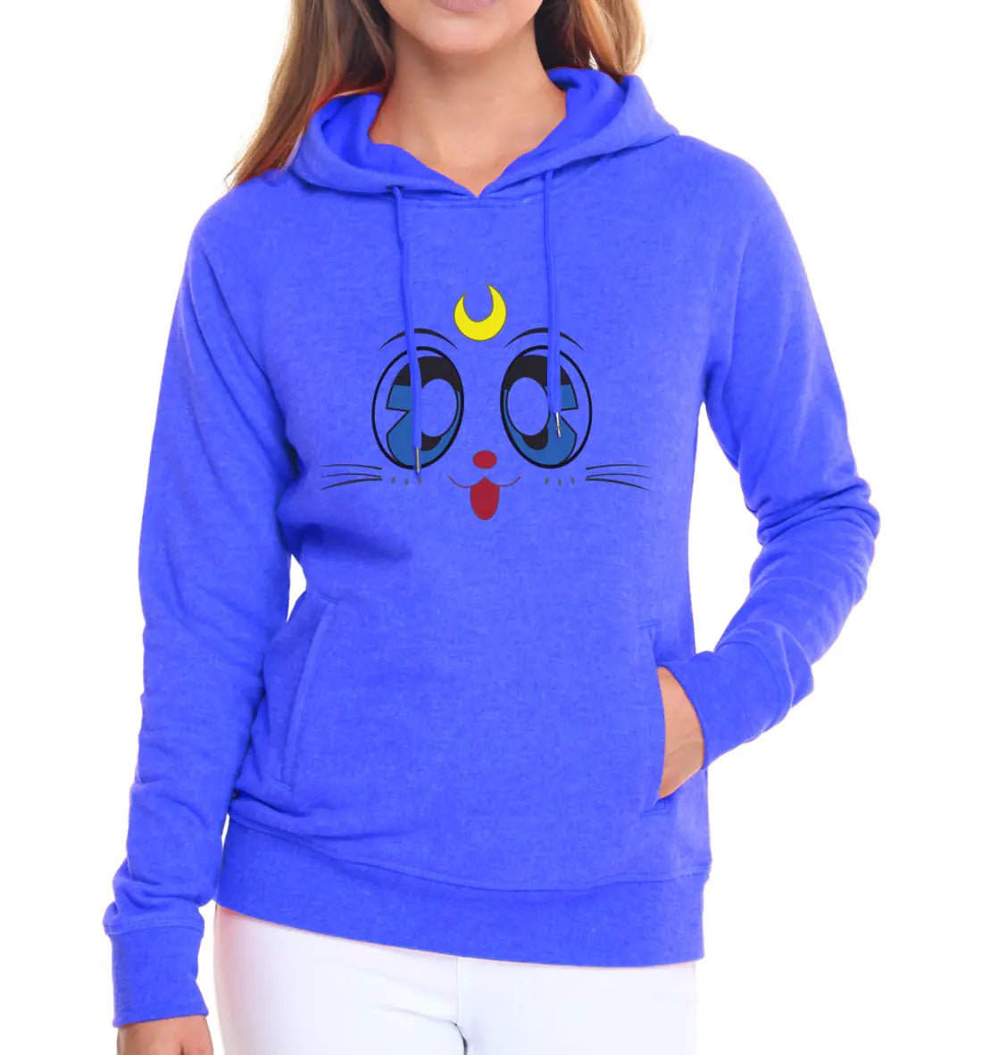 Women's Hooded Sweatshirt with Fleece Cat Design