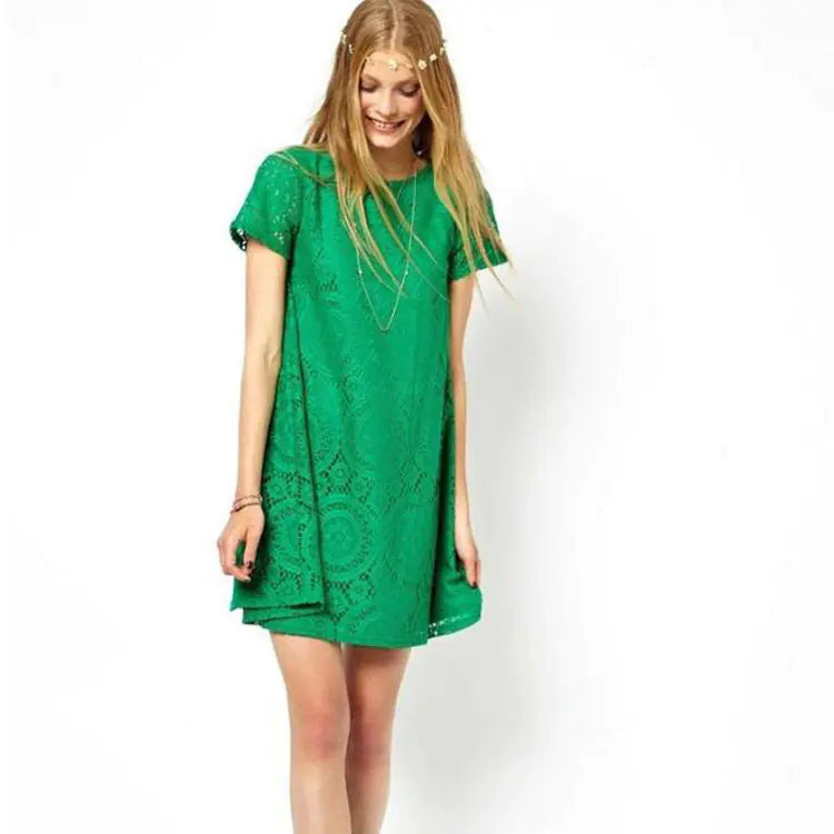 Plus Size Summer Dress with Lace A-Line Design - Trendy Attic Store01