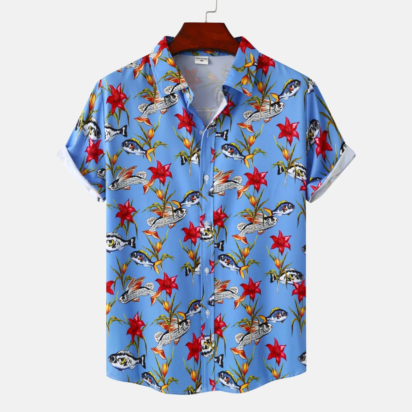 Men's Floral Print Short Sleeve Beach Shirt - Trendy Attic Store01