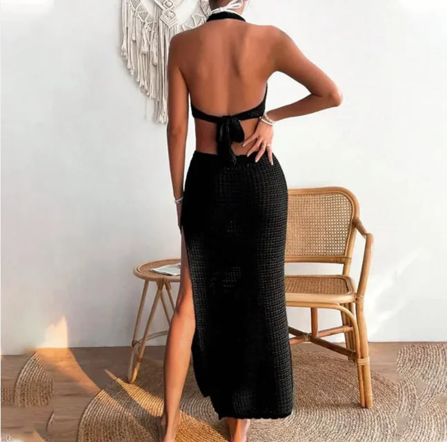 Women's Solid Color Organza Beach Cover Up Dress - Trendy Attic Store01