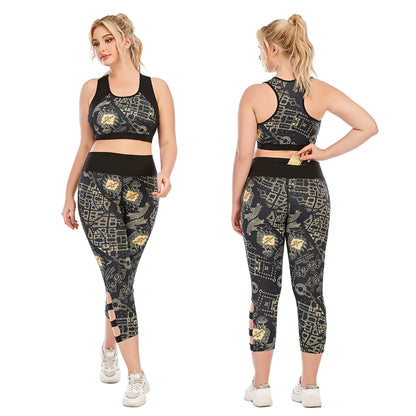 Plus Size Yoga Clothes Set with Sports Bra and Leggings