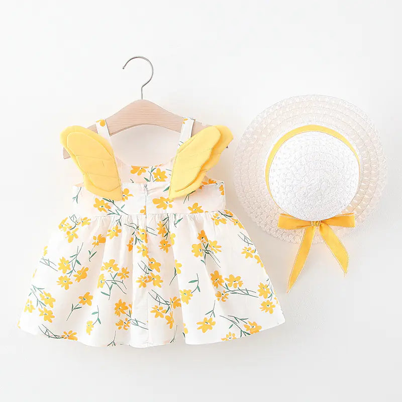 Summer Big Dot Wings Princess Dress with Hat