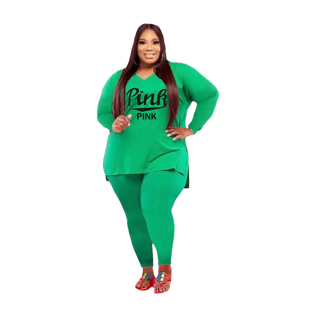 Plus-Size Women's Fashion Color Two-Piece Suit
