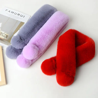 Faux Rabbit Fur Plush Scarf for Women - Winter Warmth